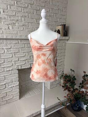 NWT Vince Camuto Peach Tie Dye Cowl Neck Camisole - XS